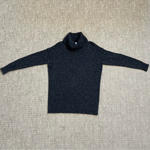 Athleta Speckled Black Cashmere Wool Cowl Neck Sweater Size Small - Picture 7 of 7